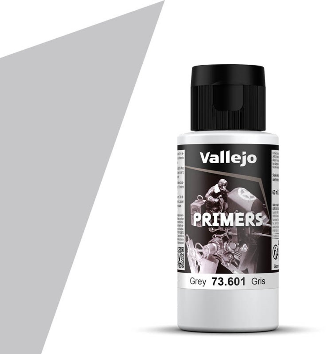 Vallejo Hobbyverf Acrylverf - 73601 Grey - Primer - Acryl (60 ml) Verf flesje - 60 ml