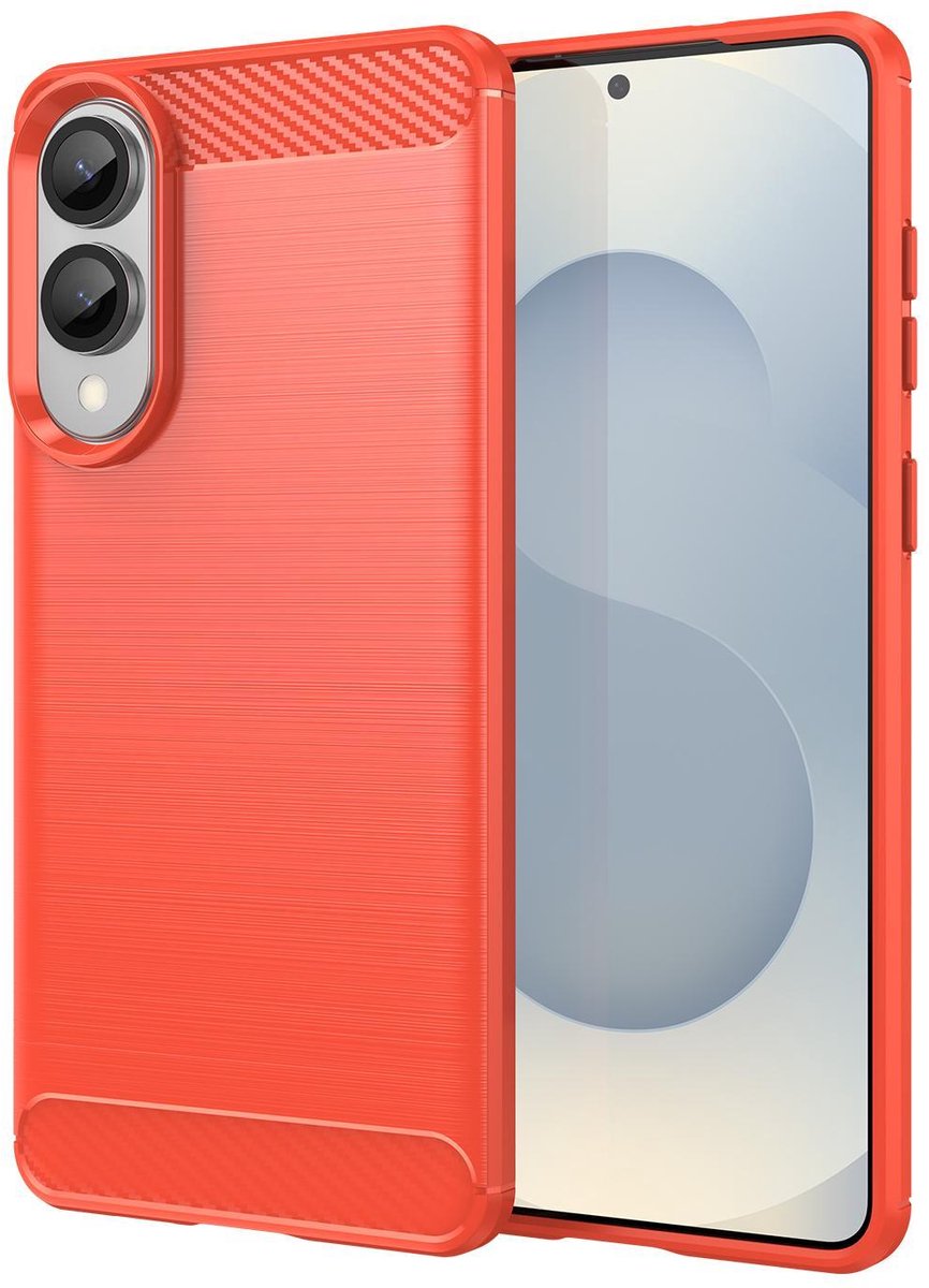 Mobigear Hoesje geschikt voor Samsung Galaxy S25 Edge Telefoonhoesje Flexibel TPU | Mobigear Brushed Slim Backcover | Galaxy S25 Edge Case | Back Cover - Rood
