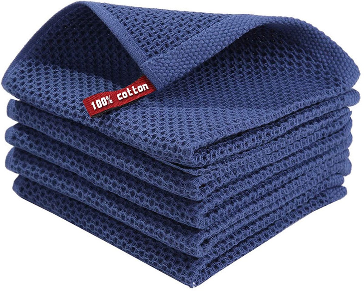 Honeycomb Katoenen Handdoek Serie - Multifunctionele Keukendoek - Koffie - 5 stuks