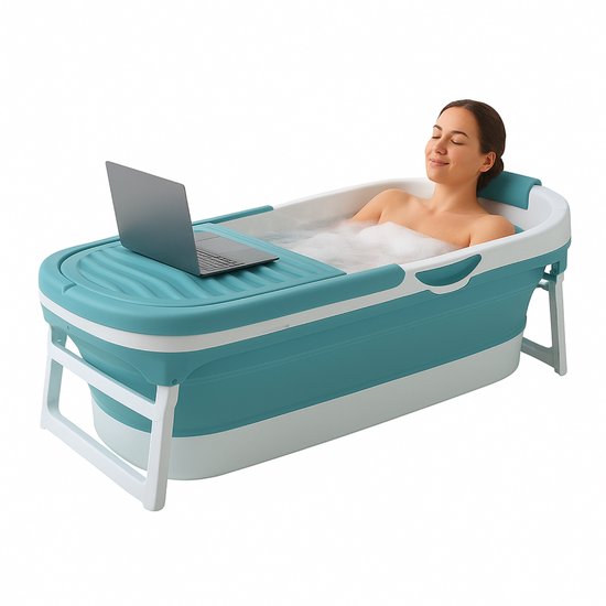 Bain pliable FlinQ - Baignoire pour Adultes - Bain pliable pour la salle de bain - Baignoire assise mobile - Convient également aux Enfants - Blauw