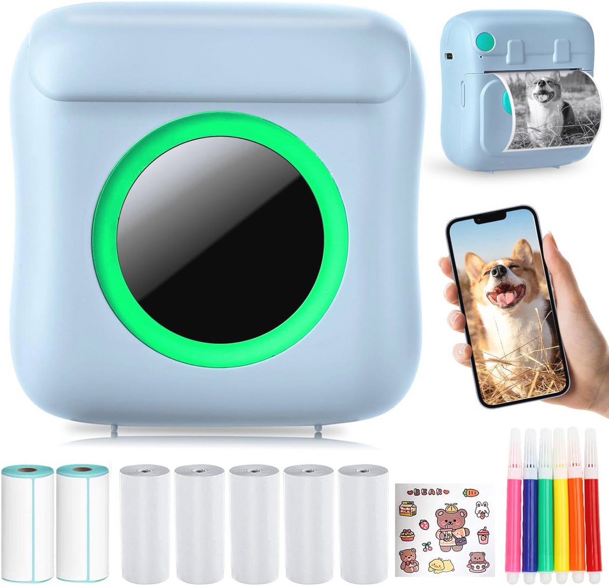 Draagbare mini thermische fotoprinter zonder inkt met Bluetooth, geschikt voor Android en iOS