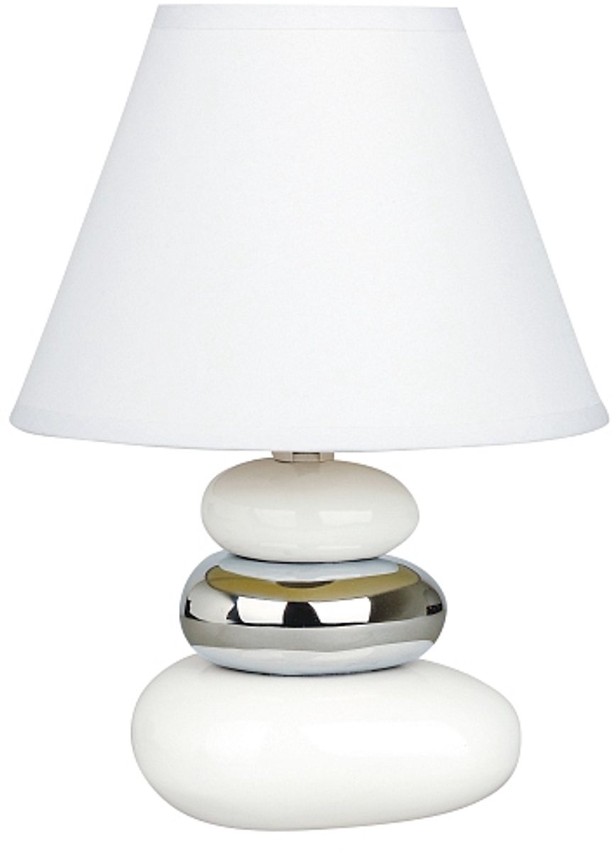 Licht-Erlebnisse - Salem - Tafellamp - Dimbaar - E14 - van - Keramiek stof - in - Wit zilver