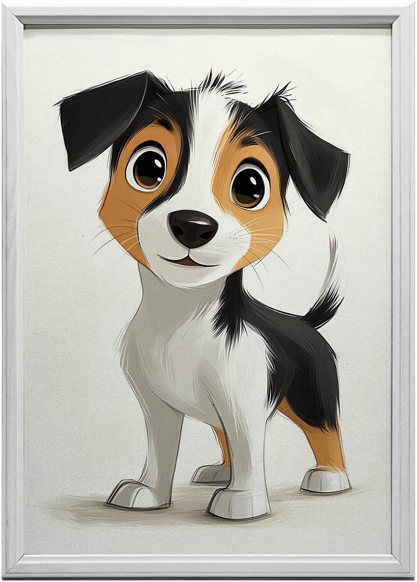Zwarte Frame Muurposter Met Jack Russell Terrier Hond 50X70