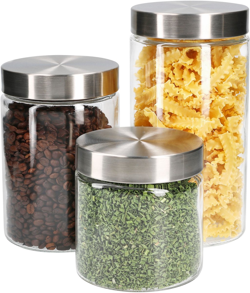 3-delige set Bera voorraadpotten - 800ml + 1,2L + 1,7L