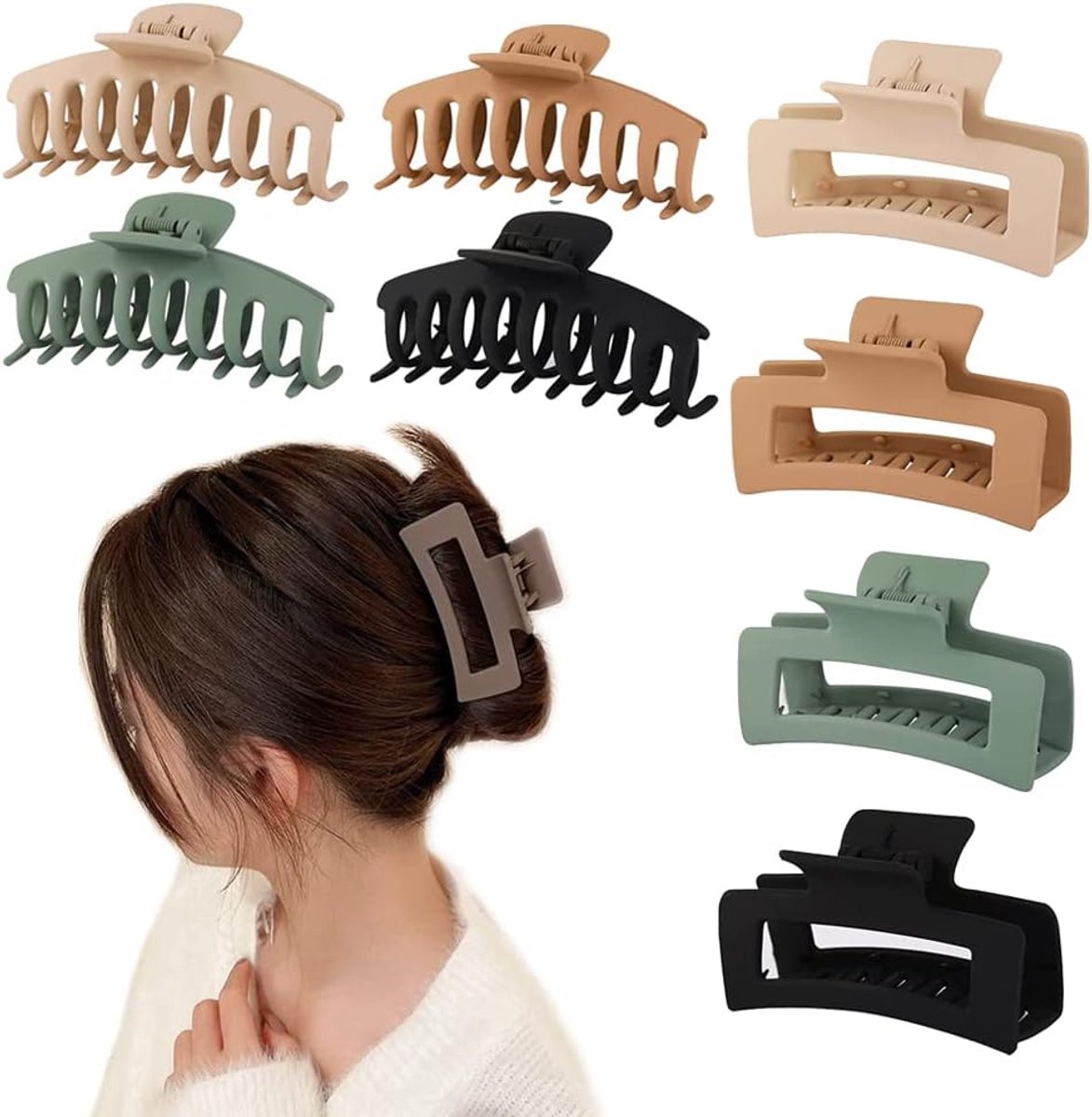 8 Matte Haarclips voor Dikk Haar - Grote Antislip Haarklemmen voor Dames en Meisjes