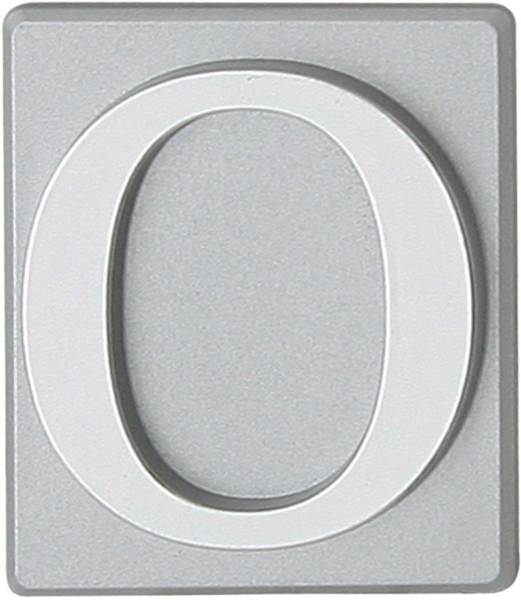 Domino® Deurnummer Zelfklevend INV - "0" - Zilver - Woonhuisnummer Hotelkamernummer 40x47mm - Huisnummer Brievenbus Adresnummer Stickers - Huisnummerplaatje - Deur en Kamernummer - Lockernummer