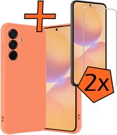 Coque compatible avec Samsung A36, coque en Siliconen avec 2 films de protection d'écran, coque arrière compatible avec Samsung Galaxy A36, couleur pêche