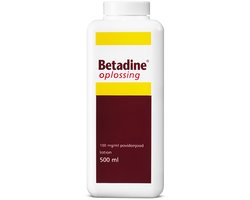 Betadine Oplossing - Desinfectie - Voorkomt wondinfecties - Verkleint kans op littekens - Bevat povidonjodium - 500 ml