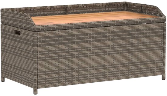 Opbergbank met kussen voor buiten 100 cm poly rattan zwart kopen