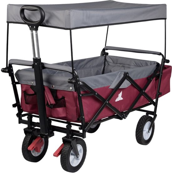 Zelsius Bolderkar opvouwbaar met dak, groen/grijs, transportwagen gordelsysteem, handwagen, strandbolderkar, gereedschapswagen, opvouwbare bolderkar, tuinwagen zonnedak, kopen? Vergelijk bij