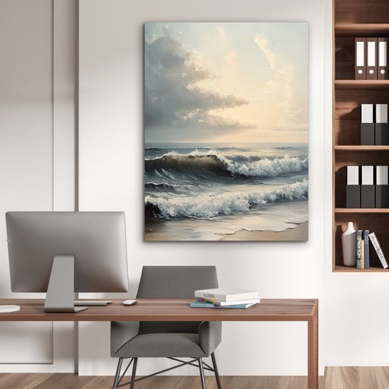 Tableau aluminium 90x120 cm - Décoration murale métal - Plage - Mer - Coucher de soleil - Décoration murale métal salon - Décoration industrielle - Photo sur dibond - Accessoires industriels chambre