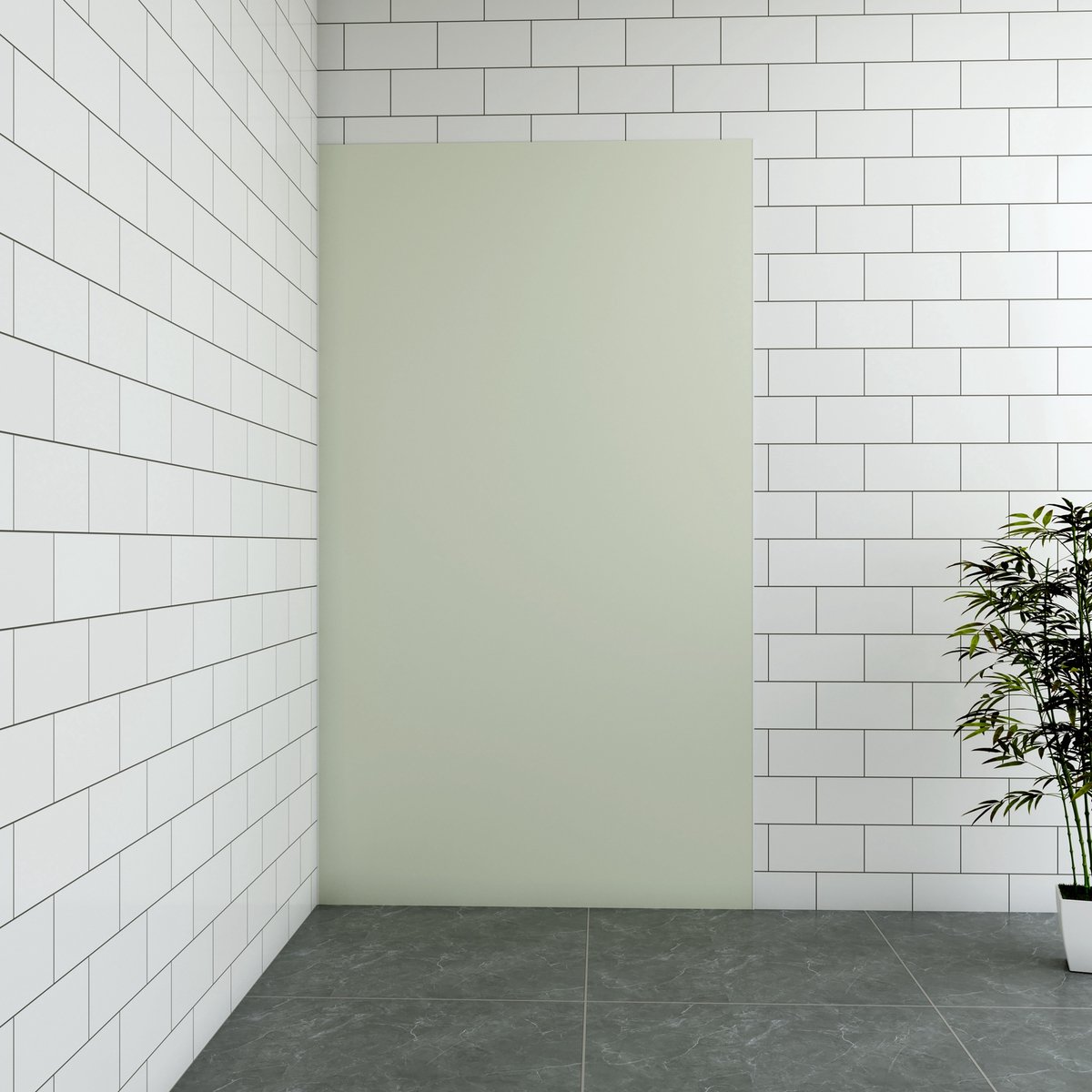 Aica B:40xH:210cm ivoorwitte aluminium composiet platen , 3 mm dik-Set van 1 douchewandpan