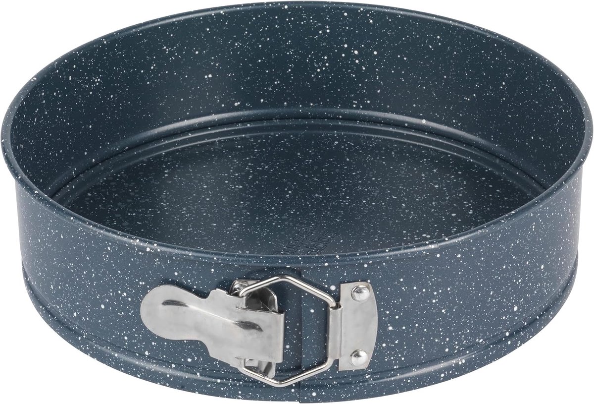 Famanu - Springvorm, 24 cm, Antiaanbak Cakevorm, Voor Taarten, Cheesecakes, Taarten en Meer, Gemakkelijk Schoon Te Maken, Ovenbestendig, PFOA Vrij Blauw Marmer Staal