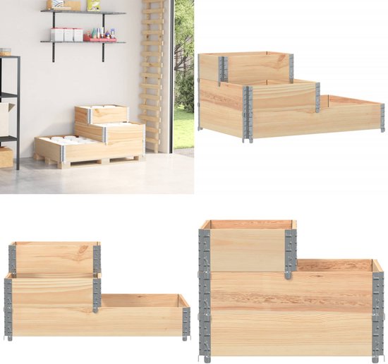 VidaXL Opbergrek 3-Laags 80x38x90 Cm Massief Grenenhout Grijs - Industriële Houten Stellingkast
