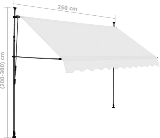 vidaXL banne rétractable manuel avec LED 250 cm Crème - Store banne rétractable - Auvents rétractables - Store banne rétractable - Auvents rétractable