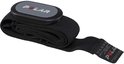 Zwarte Polar hartslagborstband met grijze sensor, witte opdruk "POLAR" met rode stip.