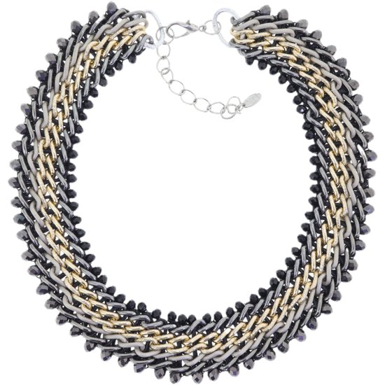 Behave - Collier Design tressé – Or/ Argent/ Zwart – 40 cm + 7 cm de chaîne d'extension – Sans nickel