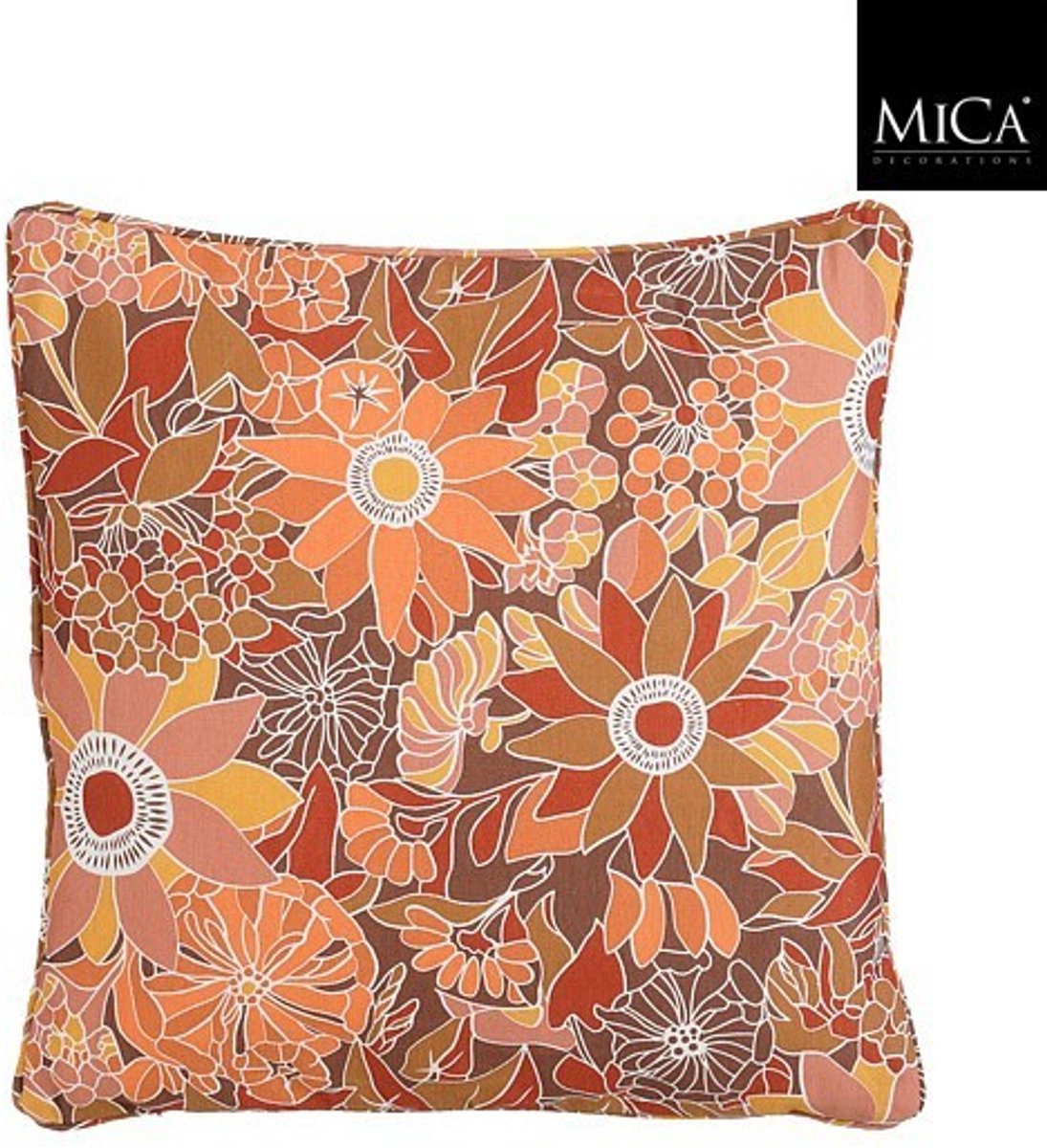 Mica Decorations Fleur Kussen - 45 x 45 x 10cm - Oranje