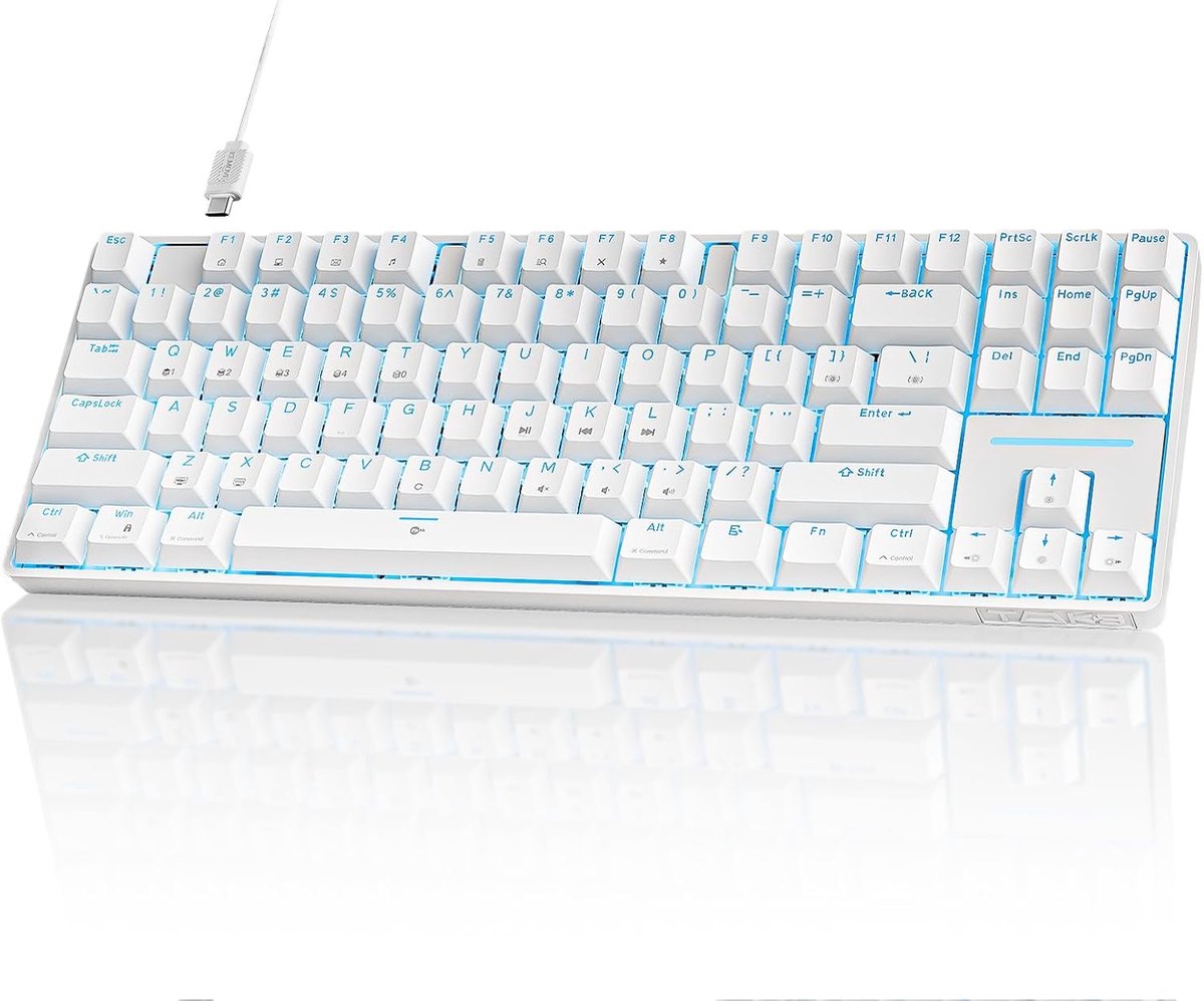 Compact Mechanisch Gaming-toetsenbord met 87 Toetsen en LED-verlichting - Anti-Ghosting en Type C Verbinding voor PC en Windows