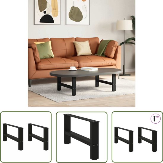 vidaXL Salontafelpoten - Staal - Zwart - 2 stuks Salontafel Potten - Salontafel Poten Zwart - Tafelpoten Staal - Salontafel Onderstel - Meubels Online Kopen