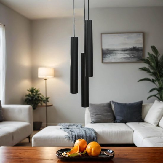Hanglamp rond messing cilinder 3-lamps D: 20cm GU10 veranderbaar B: 62cm voor eetkamer keuken hanglamp hanglamp hanglamp binnen