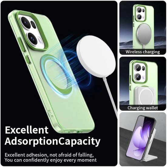 Zandarix Compatible avec Oppo Reno 13 Pro 5G - Compatible Mag - Anti- Scratch - Coque arrière mate - Vert