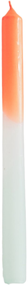 Housevitamin Kaarsen - Gekleurde Dipdye Dinerkaars - Pak van 4 - 2,1x25 cm Neon Oranje/Wit/Mintgroen