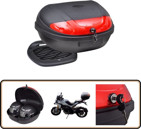 vidaXL Topkoffer 72L Zwart - Ruimte voor 2 Helmen Topkoffer - Motorkoffer - Motoraccessoire - Bagage - Helm
