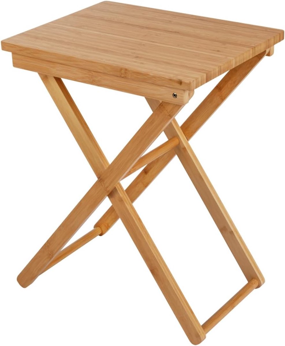 Klaptafel Bamboe - Bijzettafel Balkon - Buiten Eten - Ruimtebesparend Opvouwbaar - 42 x 52 x 30 cm - Bruin