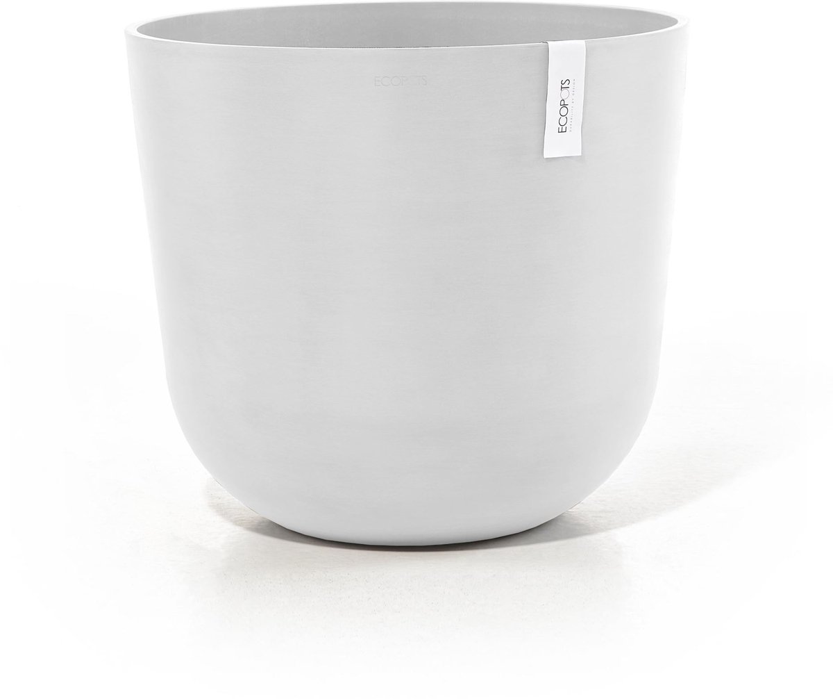 Ecopots Oslo 55 - Pure White - Ø55 x H48,5 cm - Ronde witte bloempot