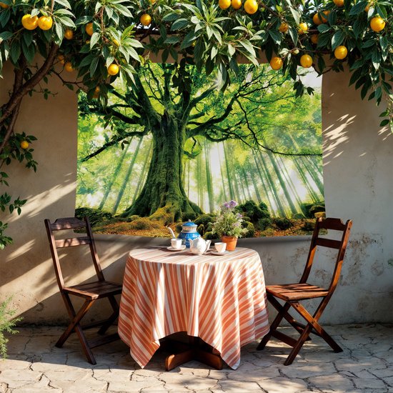 Ulticool - Arbre Soleil Lumière Arbres Nature - Affiche Tapisserie - 200x150 cm - Groot tapisserie - Affiche Jardin Tapisserie