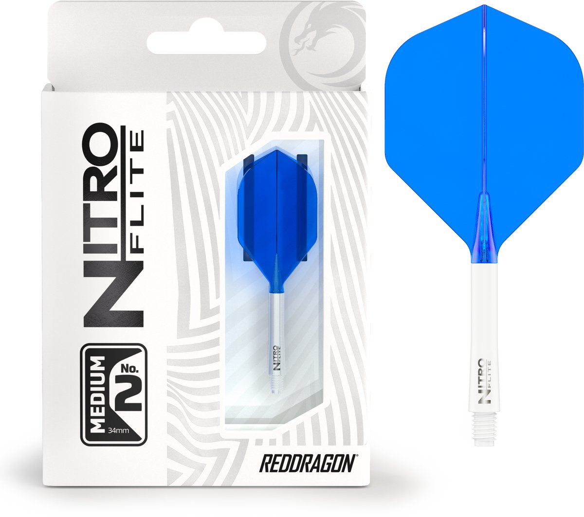 RED DRAGON Darts - Nitro Flite Flight & Shaft - Wit/Blauw - Medium