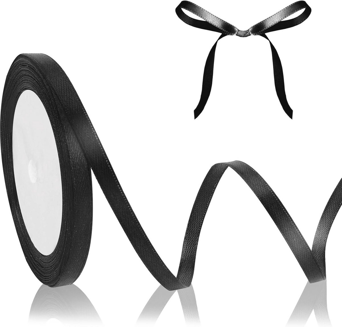 Zwart Satijnen Cadeaulint voor Decoratie en DIY - 23 m x 6 mm