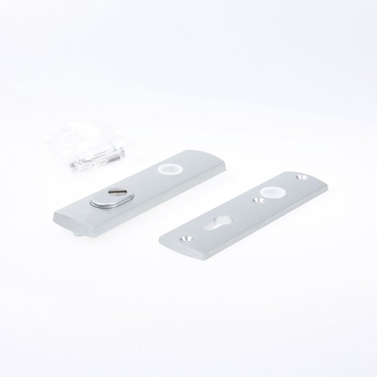 Plaques de porte argentées avec serrure et trou de cylindre, avec un sachet de vis.