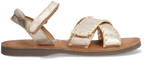 Sandales pour femmes plates Braqeez 425014-594 Filles - Goud - Cuir - Fermetures velcro