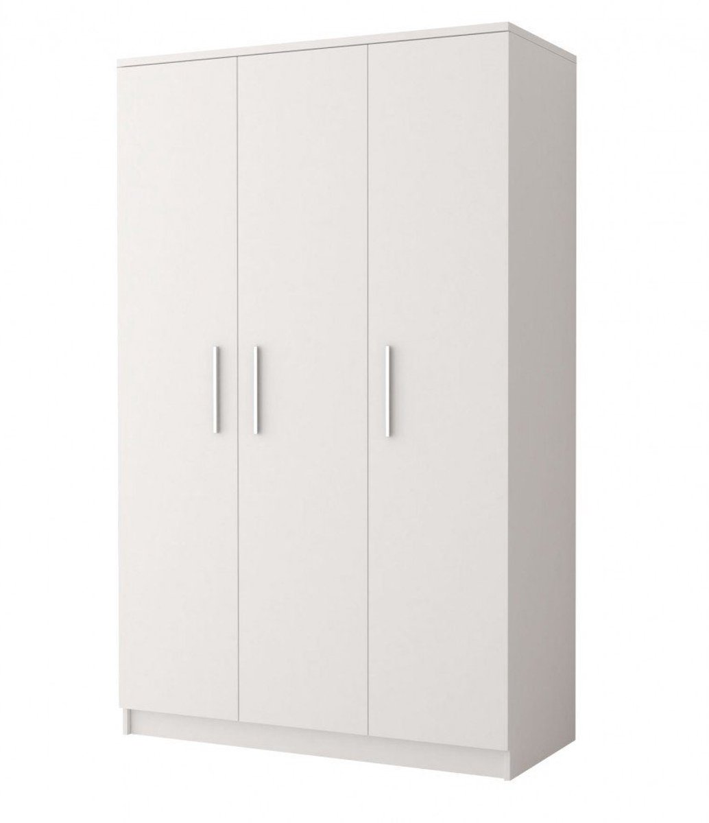 Kledingkast MARSALA Draaideurkast Garderobekast met planken en kledingstang - 3 deuren - 120x193x50 cm - MARSALA 3D (Wit)
