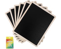 Kurtzy dubbelzijdige krijtbordset met houten frames - Set van 6 - Blackboard voor berichten - Mini schoolbord met krijt - Decoratie voor feesten