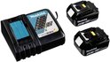 Makita acculader DC18RC met twee 18V 5.0Ah accu's.