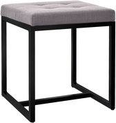 CLP Barci kruk met bekleding en zwart ijzeren frame Stof/grijs