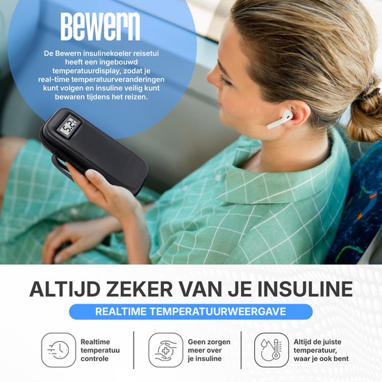 Insuline Koeltas - Diabetes Koeltas met 2 Ijspacks – Isolerende Insuline Etui voor op Reis - Compact Koeltasje, Koeler Tas & Tasje van Bewern — afbeelding 3