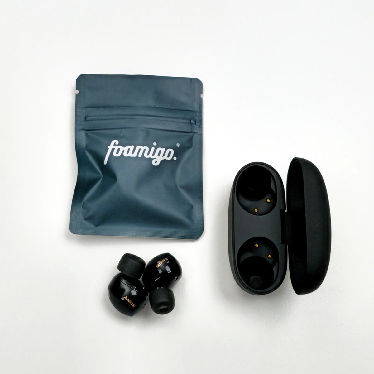 Foam eartips geschikt voor Sony WF-1000XM5 - 6× Small - memory foam opzet oortjes - foamigo® – foto 3