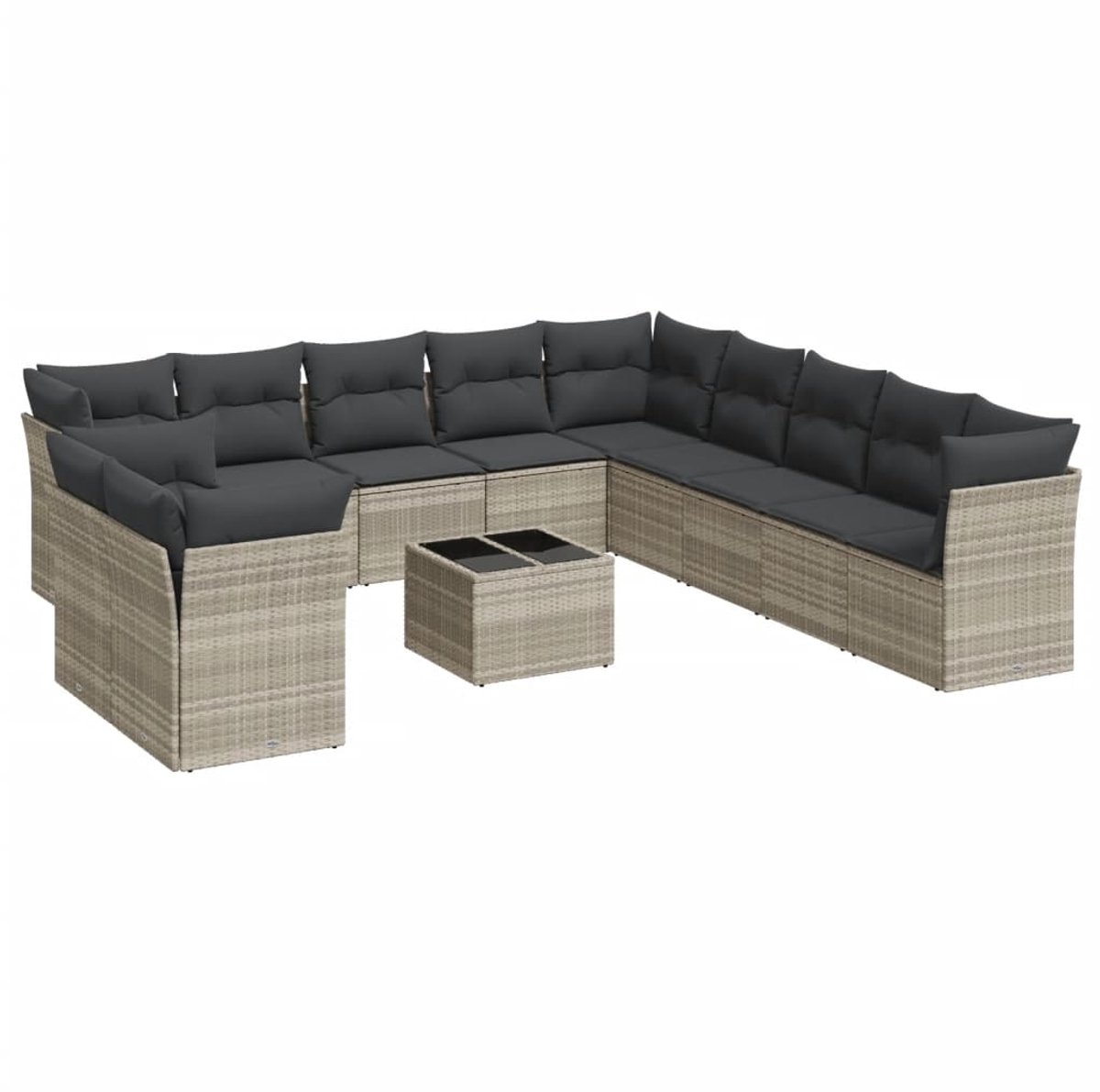 Moderne poly rattan loungeset in lichtgrijs met kussens - Outdoor meubilair.