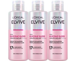 L'Oréal Paris Elseve Glycolic Gloss Ultimate - 5 Minuten Lamellaire Verzorging - Haarverzorging voor dof, poreus haar - 3x 200ml