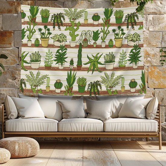 Ulticool - Plantes en Pots Cactus Plante Nature - Affiche Tapisserie - 200x150 cm - Groot Tapisserie - Affiche Jardin Tapisserie