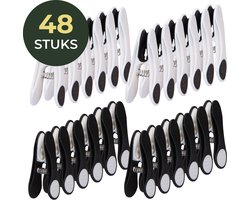 Gandria Wasknijpers 48 Stuks - Kunststof Wasknijpers - Set van 48 Plastic Knijpers - Wasrek Knijpers 10 Kg - Zwart/Wit en Wit/Zwart