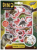 Totum Dino 45 raam stickers dinosaurus - voor thuis en op reis - speelgoed stickeren junior vanaf 3 jaar - niet permanente verplaatsbare stickers