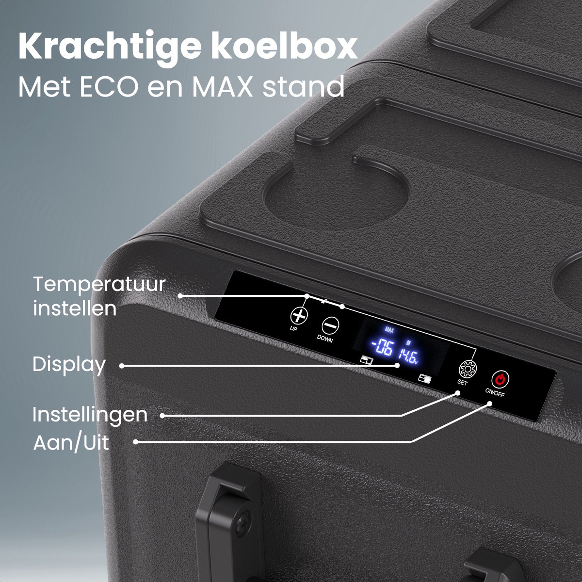 Auronic Elektrische Koelbox - Compressor - Twee Zones - 12V 230 Volt - Camping Koelkast - Auto - Vriezen en Koelen - 45L - Frigobox - Zwart/Grijs — afbeelding 4