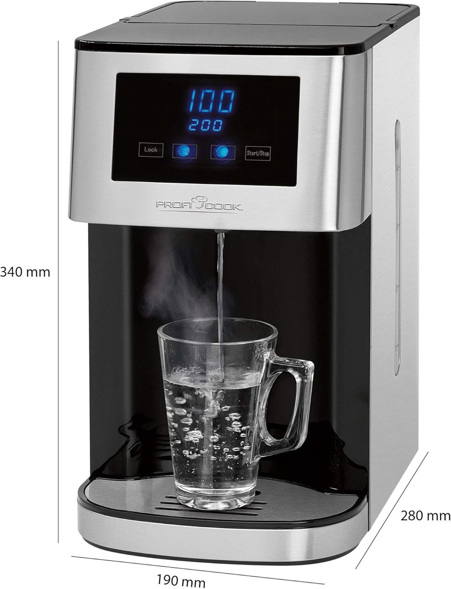 ProfiCook Hot Water Dispenser Hot Water in 3 Seconds Kettle 45°C to 100°C Capacity 2.2L Stainless Steel Case Stainless Steel Display 2600 Watt PC-HWS 1168