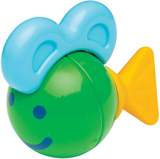 Groene magnetische vis met blauwe vlindervleugels en gele staart.
