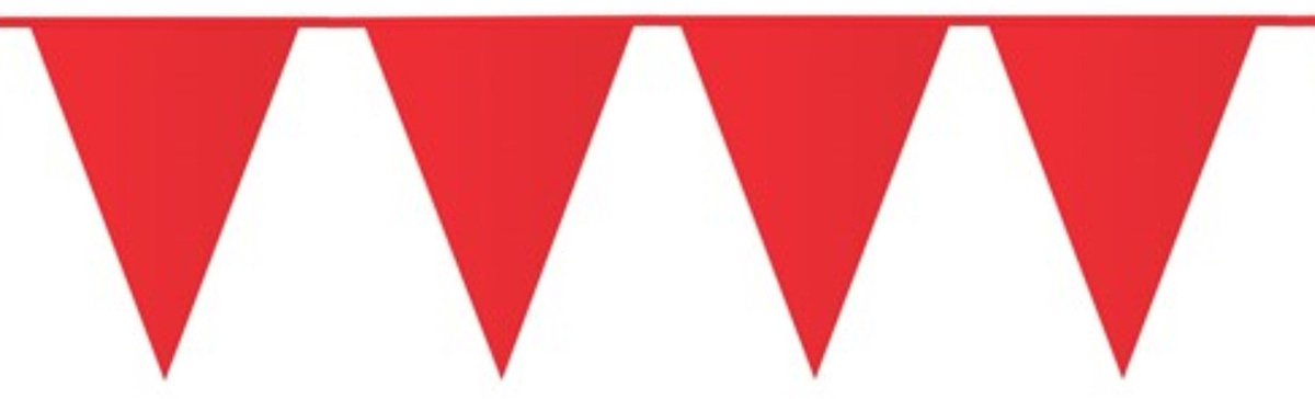 Party Vlaggenlijn puntvlaggetjes - 3x - kunststof - rood - 10 meter - Slinger - versiering/feestartikelen — afbeelding 2